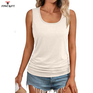 Débardeur court en coton tricoté pour femme, sans manches, respirant, séchage rapide, personnalisable pour le printemps, l'été et l'automne - Product Image 6