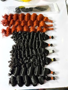 Extensions de cheveux en vrac, cheveux humains, double trame, 100% Remy, extensions de cheveux en vrac sans couture, couleur cuivre, longueur 6-32 pouces - Product Image 5