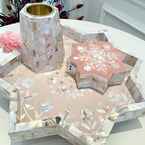 Luxury Mother of Pearl Bakhoor Burner Set with Decorative Tray Handmade Incense Holder Arabic Oud Burner Ramadan Home Decor Gift - Product Image 3