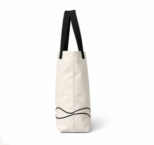 Wholesale Promotional Carry <b>Long</b> Handle Canvas Shopping Tote <b>Bag</b> With Black Handles And Wave Design Printed Cotton <b>bag</b> Daily Use - Product Image 3