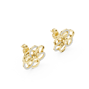 Juego de pendientes de diamantes cultivados en laboratorio con diseño floral entrelazado en oro rosa de 18 quilates para mujer, para compromiso, boda, fiesta, regalo de San Valentín, uso diario - Product Image 6