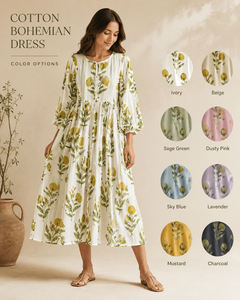 Jaipuri Block Print Floral 100% Cotton Midi <b>Kaftan</b> Dress Women Regular Fit Bohemian Natural Breathable <b>Summer</b> Beach Resort Wear - Product Image 5