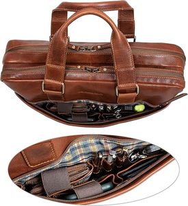 Maletín para Portátil de Cuero Genuino Marrón Clásico de la Mejor Calidad, con Correa para el Hombro, Bolsa de Viaje Resistente para Negocios, de la India - Product Image 4