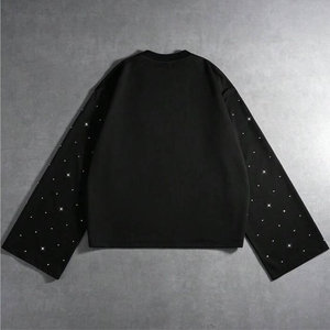 Camisetas de Hombre con Pedrería Extra Grande, Fabricadas a Medida, 250 Gramos, Mangas Largas, Transpirables, Color Negro - Product Image 2