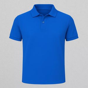 Camisa Polo de Manga Corta para Hombre, Color Sólido, Corte Regular, Estilo Casual, Azul - Product Image 2