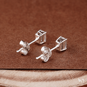 0.25Ct Emerald Cut Lab Grown Diamond <b>Stud</b> Earrings Prong Set IGI Certified 925 Sterling <b>Silver</b> Dainty Minimal - Product Image 3