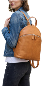 Genuine Leather Student <b>Backpack</b> Zipper School Bag Adjustable <b>Strap</b> Soft Handle Daily Travel Purse - Product Image 3