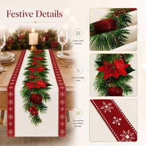 Nappe de Noël en polyester écologique XIAOHONG 33*93cm, tissu décoratif pour les repas de fêtes - Product Image 3