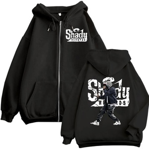 Sweat-shirt à capuche zippé unisexe coupe classique en molleton 100 % coton avec imprimé graphique hip-hop personnalisé pour l'hiver - Product Image 2