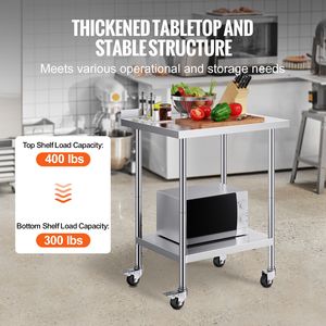 Tavolo da Lavoro Commerciale in Acciaio Inox 24 X 30 X 40 Pollici con Ruote, Banco da Lavoro per Preparazione Alimenti, Scaffale Metallico con Garanzia di 30 Anni - Product Image 3