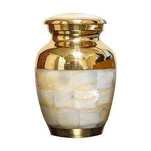 Executive Brass <b>Keepsake</b> <b>Memorial</b> Cremation Urn Ash Tribute Holder Featuring Artistic Premium Surface And Lid Design - Product Image 3