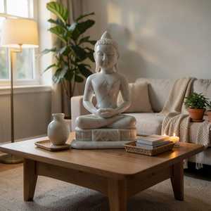 ANURAG HANDICRAFT Statue de Bouddha en marbre sculptée à la main, figurine décorative en pierre pour la maison, le temple, le bureau, la salle de méditation, articles spirituels - Product Image 3