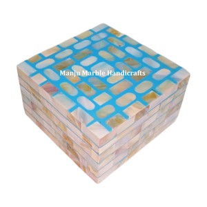 Personalización India hecha a mano Beat Art Making MDF caja de nácar con fregona con forma de flor de varios colores para artículo de regalo de joyería - Product Image 3