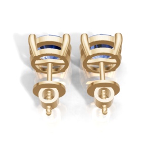 Heerani Jewels Natural Tanzanite Round Set 925 <b>Sterling</b> <b>Silver</b> Classic <b>Stud</b> Vermeil Yellow Gold Unisex <b>Earrings</b> All - Product Image 3