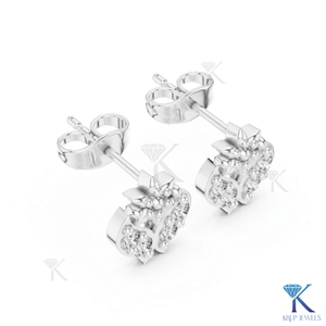 Lab Grown Diamond Floral Leaf <b>Stud</b> Earrings 14K/18K Solid Gold 5 Stone Cluster Classic Women's Jewelry Anniversary Gift - Product Image 4