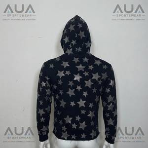 Sudadera con Capucha para Hombre AUA, Diseño de Estrellas Negras, Corte Regular, Informal, Tejido de Poliéster, para Otoño - Product Image 4
