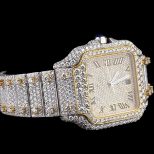 Montre de luxe de qualité supérieure, cadran carré, entièrement sertie de moissanite, diamant taille brillant, mouvement ETA, édition limitée - Product Image 2