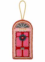 Ornement de Noël artisanal en perles, étoile verte, rouge et dorée, décoration de fête, accessoire de mode