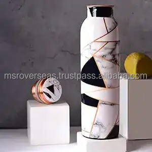 Ensemble de bouteille d'eau en cuivre pur avec 2 tasses pour l'hydratation du yoga de la salle de sport étanche de qualité supérieure - Product Image 2