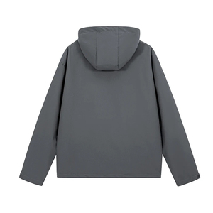 Blouson unisexe gris à capuche coupe-vent léger pour sports de plein air, pull d'extérieur hiver couleur unie en polyester - Product Image 1
