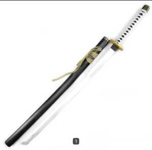 ดาบคาตานะญี่ปุ่นแบบซึบา พร้อมซายะสีดำและทัชคาอิโตะสีขาว - Product Image 6