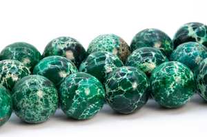 Perles de Jaspe Impérial Vert Profond Effet Sédiment Marin, Grade Gemme, Perles Rondes en Vrac 4MM 6MM 8MM 10MM 12MM, Options de Lots en Gros - Product Image 4