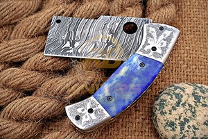 Cuchillo Plegable de Bolsillo con Mango de Hueso Personalizado al por Mayor con Funda de Cuero para Caza, Camping y Uso Diario (EDC) - Product Image 4
