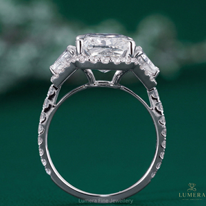 Spectacular 8.184 Carat <b>Cushion</b> Cut Diamond Ring with Tapered Baguette and <b>Round</b> Accents D E F Color VVS2 VVS VS Clarity Jewelry - Product Image 3