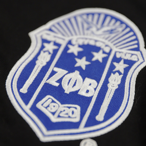 Sweat-shirt à col rond noir Zeta Phi Beta, broderie de lettres en chenille ZPB, pull en polaire premium pour femmes, vêtements décontractés - Product Image 6