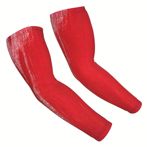 Manchons de bras rouges Raccoon Sports personnalisés, sublimés, anti-humidité, haute élasticité, antidérapants, séchage rapide, prix de gros - Product Image 1