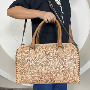 Bolso Grande de Cuero Genuino Estilo Western, Hecho a Mano con Diseño Floral, Bolso de Lujo para Mujer - Product Image 4