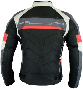 Chaqueta de Motociclista de Cuero PU para Hombre, Negra, Gris y Roja, Estilo Biker, con Bloques de Color, Cierre de Cremallera, Cuello Alto, Corte Regular - Product Image 5