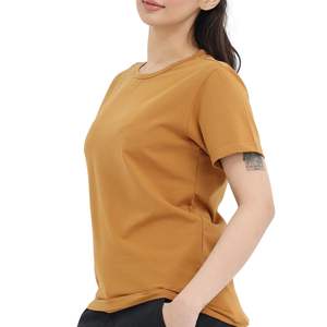 Camiseta de Manga Corta con Cuello Redondo de Color Sólido Personalizada para Mujer, Ajuste Delgado, Algodón, Informal, Verano, Básica, Cómoda para Uso Diario - Product Image 4