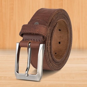 Premium Quality Vintage Brown Leather Belt Timeless Design with Brass Buckle for Men Available at Export Price - Product Image 1