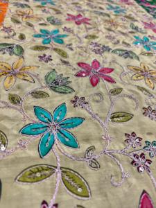Saris-robe en tissu satiné brodé floral léger, respirant, écologique et biologique, en rayonne, pour femmes et filles - Product Image 2