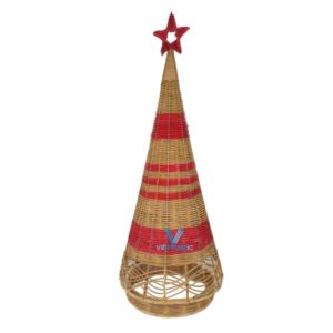 Vietrustic Hot Selling Handwoven Rustic Style <b>Christmas</b> Pine Tree Natural Rattan Eco Friendly Customizable Size Decoration Decor - Product Image 1