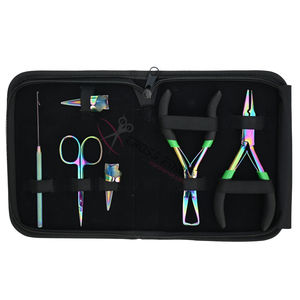 Kit de herramientas para extensiones de cabello Salon Rainbow con pinzas de acero inoxidable, removedor de microperlas, herramienta de crimpado y mini tijeras - Product Image 6