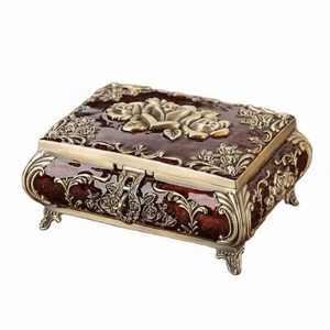 Vintage Enamel Silver Plated Peacock Jewelry <b>Box</b> Metal Embossed <b>Trinket</b> Storage Case Rectangular Organizer <b>Box</b> Wholesale - Product Image 2