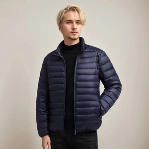 Clothing Factory Custom Men Canvas <b>Lightweight</b> Puffer <b>Jacket</b> Stand Zipper Plain Dyed Winter <b>Running</b> <b>Jacket</b> Wholesale Custom logo - Product Image 3