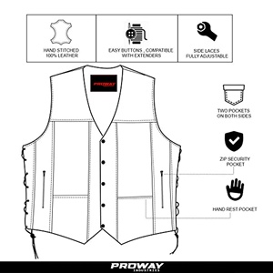 Chaleco de cuero para motocicleta, chaleco de cuero personalizado para motociclista, chaleco de cuero para motocicleta 2026 para hombre con MOQ bajo - Product Image 3