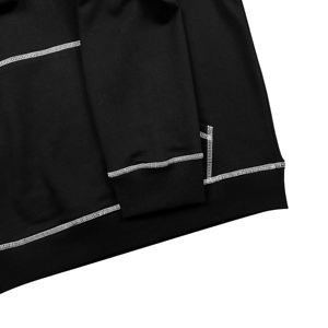 Sweat-shirts à capuche en molleton imprimés sur mesure avec surpiqûres noires et blanches, coupe classique, surpiqûres contrastées inversées, service OEM pour hommes, 100% coton - Product Image 4