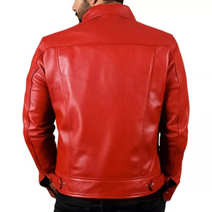 New Design Comfortable Best Selling Men's Fashion Leather <b>Jacket</b> New Design PU <b>Red</b> Leather for Winter Winter <b>Jacket</b> For Men - Product Image 2