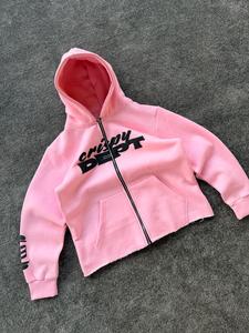 Sudaderas Holgadas con Capucha Unisex de Algodón Grueso Cómodas y Elegantes Estilo Urbano con Estampado Puff y Pedrería Fabricante Mayorista - Product Image 1