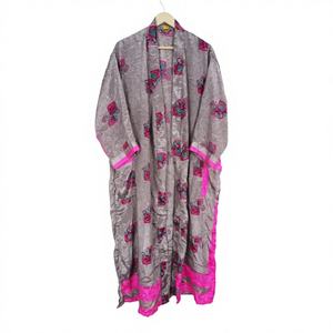 Kimono Largo Bohemio de Seda Japonesa Tradicional para Mujer, Ropa de Playa Vintage a la Moda con Parches para Vacaciones de Verano - Product Image 1