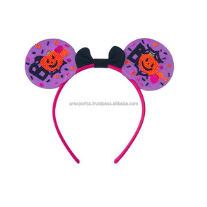 Diadema de Orejas de Calabaza de Halloween Hecha a Mano con Cinta de Tela para Disfraces de Niños, Accesorios para el Cabello, Decoración Festiva, Venta al por Mayor - Product Image 1