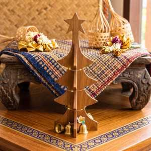 Wooden Christmas Tree Decor Tabletop Minimalist Design Winter Home Decoration <b>Star</b> <b>Top</b> Triangle Shape - Product Image 4