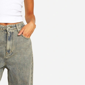 Pantalones Vaqueros de Mezclilla Personalizados para Mujer, de Cintura Alta, Pierna Ancha y Corte Acampanado, Transpirables y Elásticos, Ropa de Moda - Product Image 1