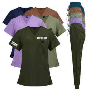 Custom Logo Medical Scrubs <b>Set</b> Women Jogger Pants High Stretch Hospital Nursing Uniform Dentist <b>Doctor</b> Vet Clinic Workwear Tops - Product Image 5