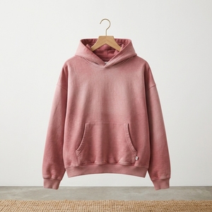 <b>Men's</b> <b>Pink</b> Washed Hoodie Oversized Pullover Streetwear Heavyweight Fleece <b>Sweatshirt</b> Casual Blank Custom Apparel Wholesale - Product Image 3