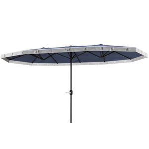 Ombrellone da Giardino Extra Large Blu Scuro da 4,5m con Frange e Manovella - Protezione UPF30+ (Raggio 2,7m-3m) - Product Image 1